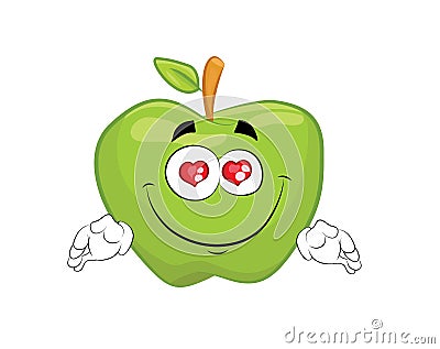 In love cartoon illustration of green apple Cartoon Illustration