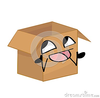 Happy internet meme illustration of cardboard box Cartoon Illustration