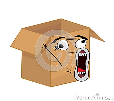 Crazy internet meme illustration of cardboard box Cartoon Illustration