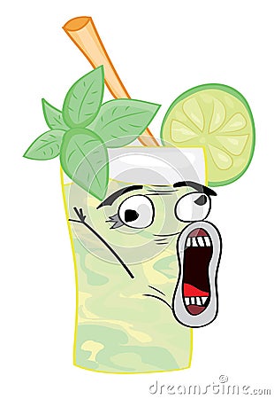 Crazy internet meme illustration of mojito cocktail Cartoon Illustration