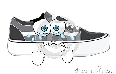 Crying cartoon illustration of fashionable shoes Cartoon Illustration