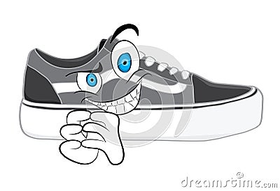 Evil cartoon illustration of fashionable shoes Cartoon Illustration