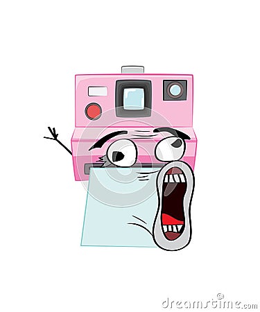 Crazy internet meme illustration of Print camera Cartoon Illustration