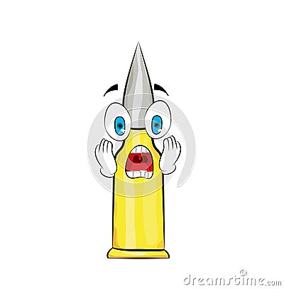 Scared illustration of bullet icon Cartoon Illustration