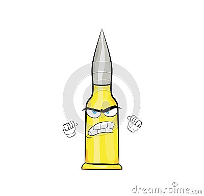 Angry cartoon illustration of bullet icon Cartoon Illustration