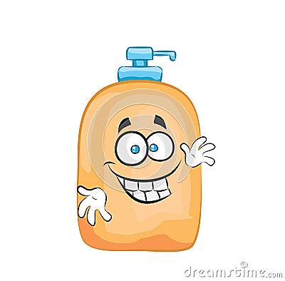 Happy cartoon illustration of soap liquid bottle Cartoon Illustration