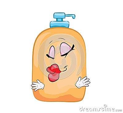 Kissing cartoon illustration of soap liquid bottle Cartoon Illustration
