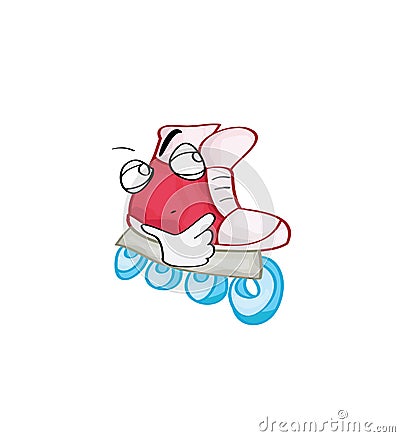 Curious internet meme illustration of rollerblade Cartoon Illustration