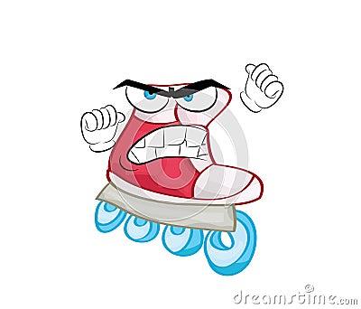 Angry cartoon illustration of rollerblade Cartoon Illustration