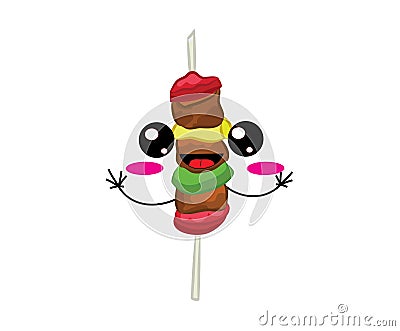 Cute cartoon illustration of kebab spit Cartoon Illustration