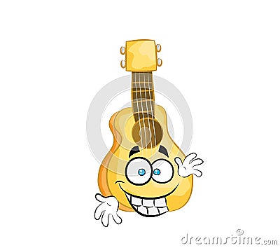 Happy cartoon illustration of ukulele Cartoon Illustration