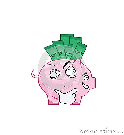 Curious internet meme illustration of savings account pig. money savings Cartoon Illustration