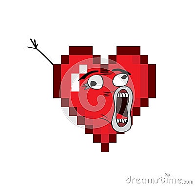 Crazy internet meme illustration of pixelated heart Cartoon Illustration