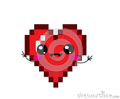 Cute cartoon illustration of pixelated heart Cartoon Illustration
