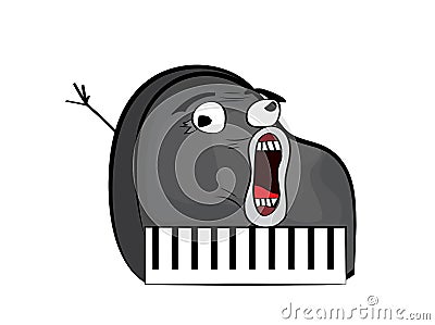 Crazy internet meme illustration of piano keys Cartoon Illustration
