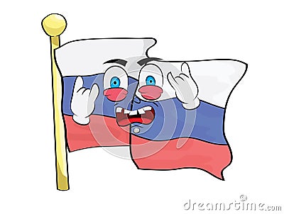 Punk cartoon illustration of Russia flag Cartoon Illustration