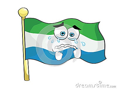 Crying cartoon illustration of Siera Leone flag Cartoon Illustration