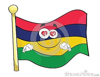 Cute cartoon illustration of Mauritius flag Cartoon Illustration