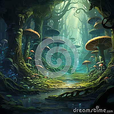 Veiled Mystery: Unraveling the Forest's Secrets Stock Photo