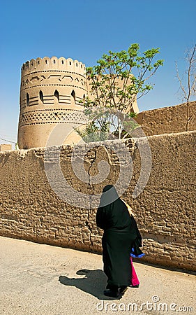 Veiled woman in yazd street in iran Editorial Stock Photo
