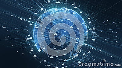 Veiligheid digitale gegevens en conceptuele futuristisch bij de gegevensverbinding van het informatienetwerk. internet van dingen vector illustratie Veiligheid digitale gegevens en conceptuele futuristisch bij de gegevensverbinding van het informatienetwerk. internet van dingen vector illustratie