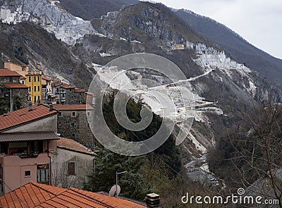 Veins of marble behind Colonnata, Carrara, Italy Stock Photo