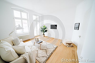 corner veiw of a white sofa in the living room Stock Photo