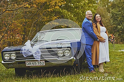 Vejle, Denmark, October 26, 2023: married couple expecting a baby Editorial Stock Photo