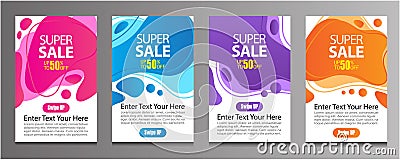 Vektor Modern Fluid For Big Sale Banners Design. Discount Banner Promotion Template. Special offer and sale banner discount up to Vector Illustration
