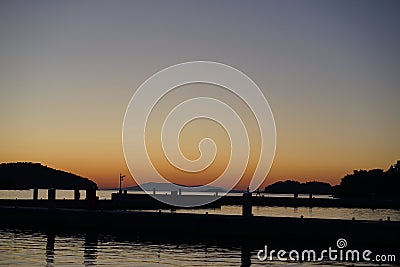 Sunset in Vela Luka, Korcula island Stock Photo