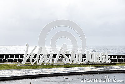 Velas / SÃ£o Jorge lettering on a street in the town of Velas Editorial Stock Photo