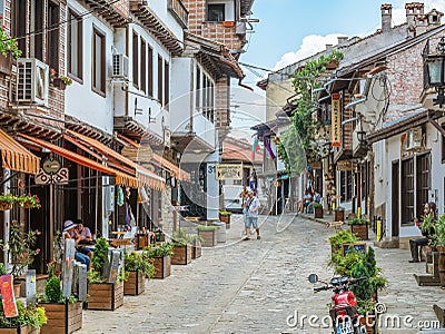 Samovodska Charshiya street one of the most important tourist attraction in Veliko Tarnovo Editorial Stock Photo