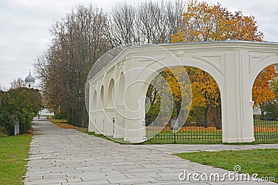 Veliky Novgorod, Yaroslav Courtyard. Historic Landmarks Russia Stock Photo