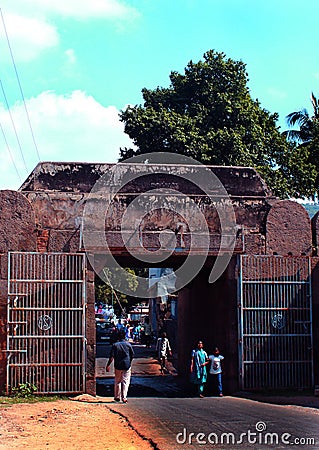 Vellore fort battlement main entrance gate with people Editorial Stock Photo