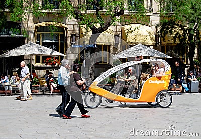 Velo Tourist Bike Cab Riders Barcelona Editorial Stock Photo