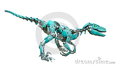 Velociraptor robot ready to attack Cartoon Illustration