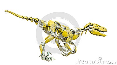 Velociraptor robot ready to attack Cartoon Illustration