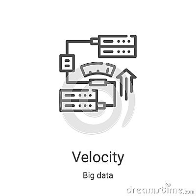 velocity icon vector from big data collection. Thin line velocity outline icon vector illustration. Linear symbol for use on web Vector Illustration