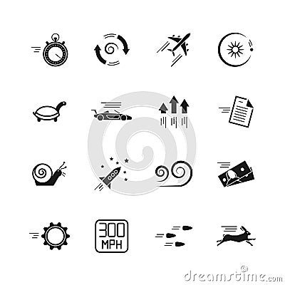 Velocity, speed and performance vector icons isolated on white background Vector Illustration