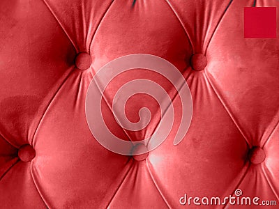 Training equipment-velour mats tightened with buttons. Red chesterfield style quilted upholstery background Stock Photo
