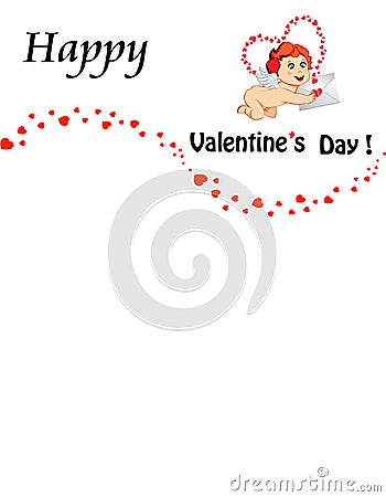 Velrntines template with cartoon baby amour holding love letter Cartoon Illustration