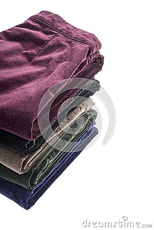 Velvet Pants of Assorted Colors Isolated on White #3 Stock Photo