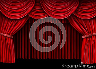 Velvet red curtain frame Stock Photo
