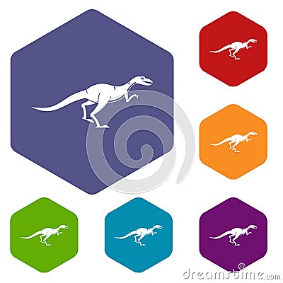 Velyciraptor icons set hexagon Vector Illustration