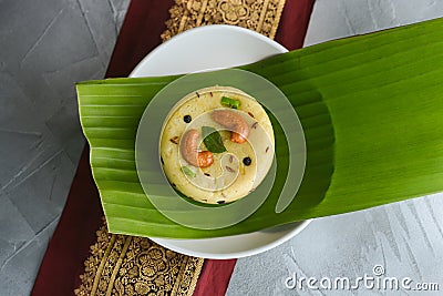 Ven Pongal with Sambar, coconut Chutney popular Indian breakfast Stock Photo