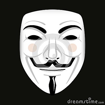 Vendetta mask, symbol of the Anonymous movement hacktivism. Editorial Vector Vector Illustration