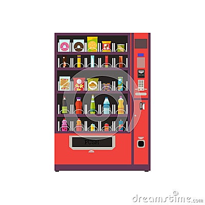 Vending machine product items set. Vector illustration in flat style Vector Illustration