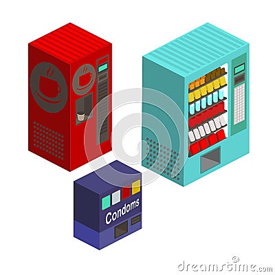 Vending machines isometric set vector illustration Vector Illustration