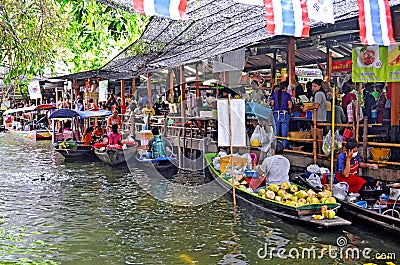 Khlong Lat Mayom floating market in Bangkok Editorial Stock Photo