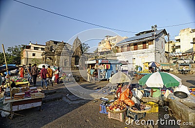 Retail market on river ghat of Nashik Editorial Stock Photo